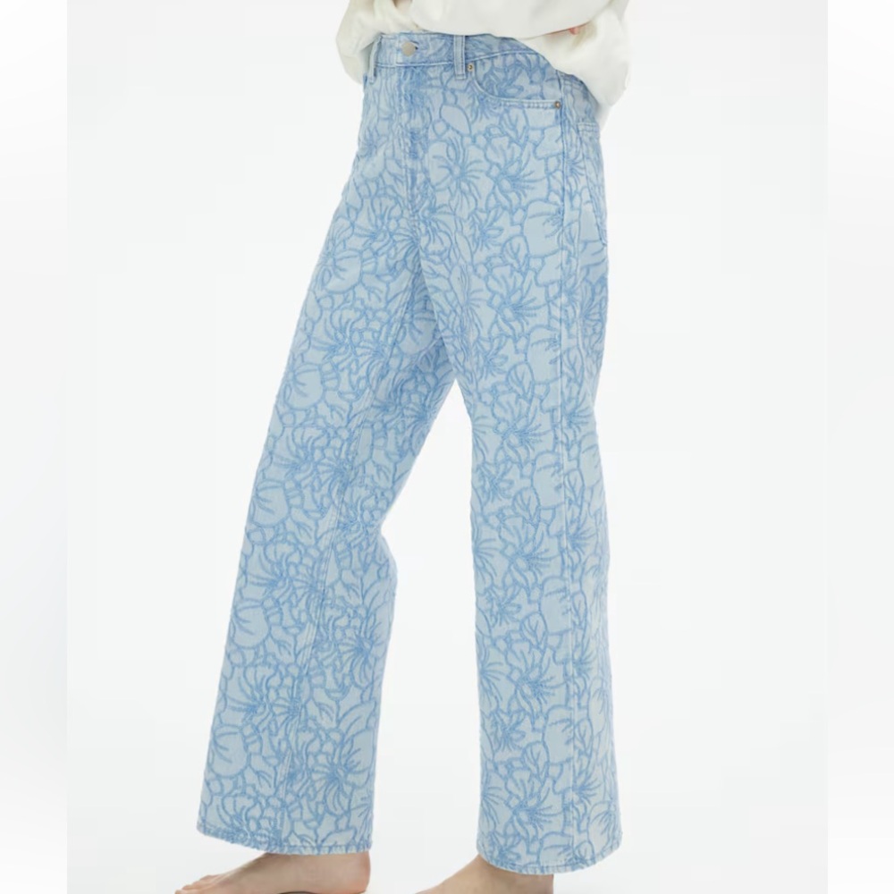H&M Floral Embroidered Straight Jeans - New With Tags - Picture 9 of 11